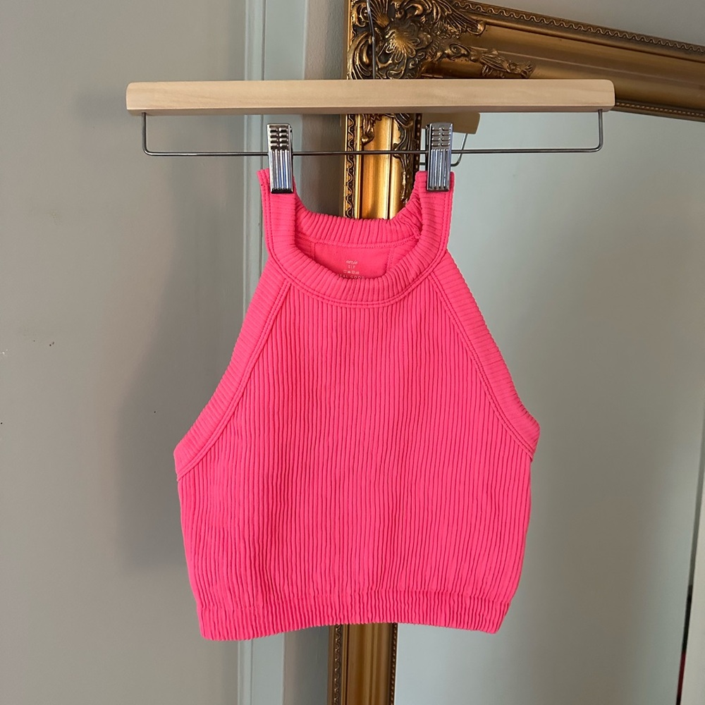 Aerie Pink Ribbed Halter Top